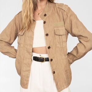⭐️ SALE $50 ⭐️ Rails Sahara Toffee Linen Vintage Washed Utility Military Jacket